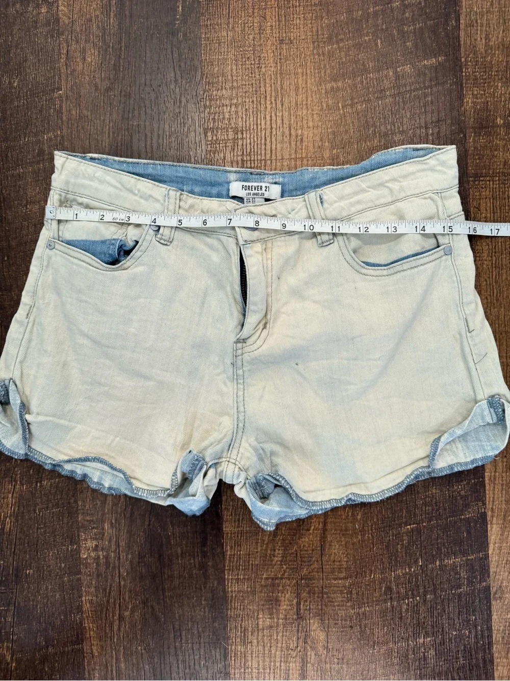 Forever21 white wash denim cuffed shorts
